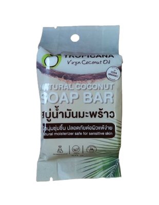 Мило для обличчя та тіла на основі кокосової олії Tropicana Natural Coconut Soap Bar, 50 гр 8858849109666 фото