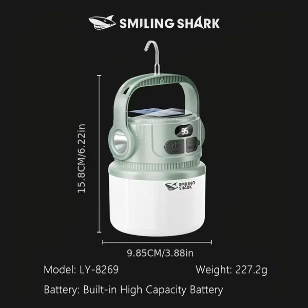 Универсальный кемпинговый фонарь Smiling Shark + павербанк с солнечной зарядкой 6988202409149 фото