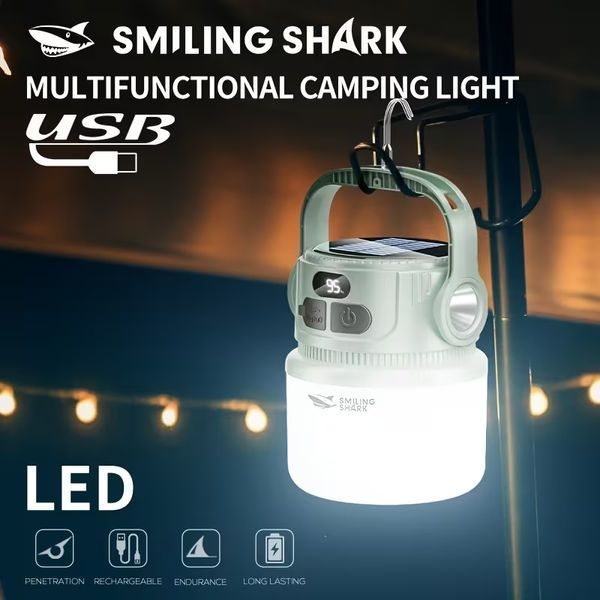 Универсальный кемпинговый фонарь Smiling Shark + павербанк с солнечной зарядкой 6988202409149 фото