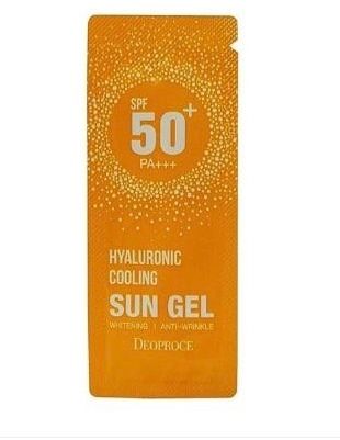 Пробник сонцезахисний крем-гель з гіалуроновою кислотою Deoproce Hyaluronic Cooling Sun Gel SPF50+, 1 мл 8809410039264 sample фото